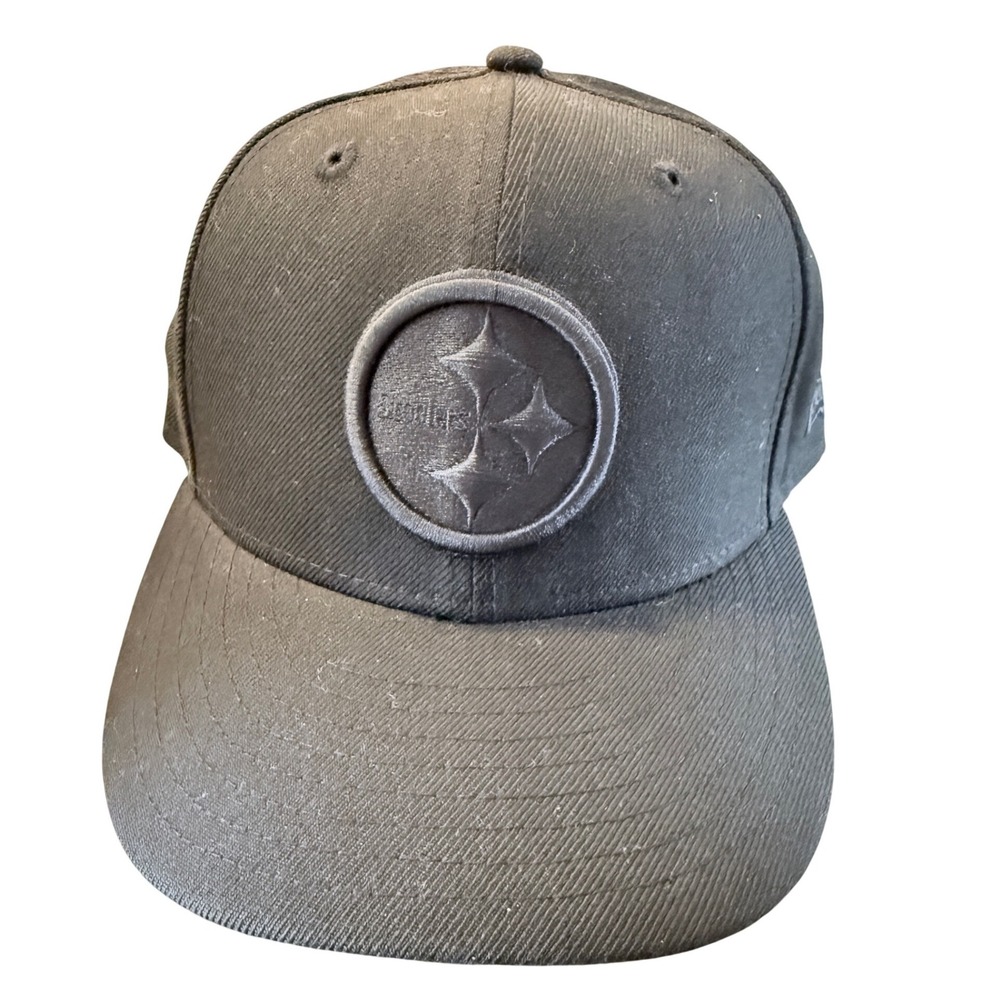 New Era 59FIFTY Pittsburgh Steelers Black Fitted Hat Size 7 NFL 100% Wool Cap‎